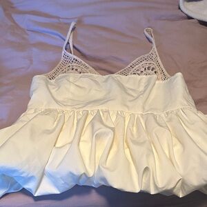 SHEIN Cream Crochet Trim Tank Top